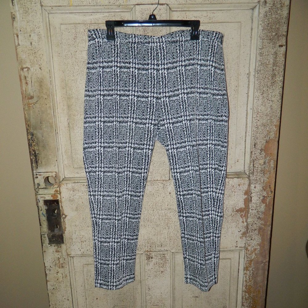 Michael Kors Printed Stretch Pants Cropped Ankle Abstract Plaid Size XL (B-46)